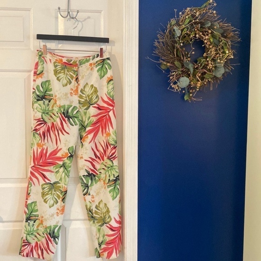 Women’s Talbots 100% Silk Tropical Print Pants Size 8